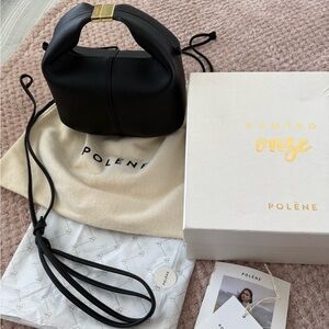 Polene Beri Clutch Crossbody Textured Black Leather w/ original box